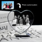 Engraved Heart-Shaped Crystal Glass Photo Frame, Customizable Keepsake for Office, Bedroom, Living Room Decor, Ideal for Valentine'S Day, Mother'S Day, Christmas, Father'S Day Gifts